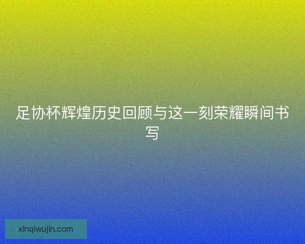 足协杯辉煌历史回顾与这一刻荣耀瞬间书写 足协杯辉煌历史回顾与这一刻荣耀瞬间书写