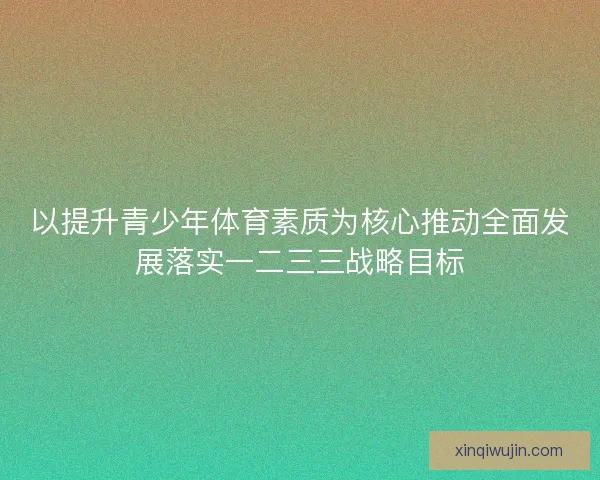 以提升青少年体育素质为核心推动全面发展落实一二三三战略目标