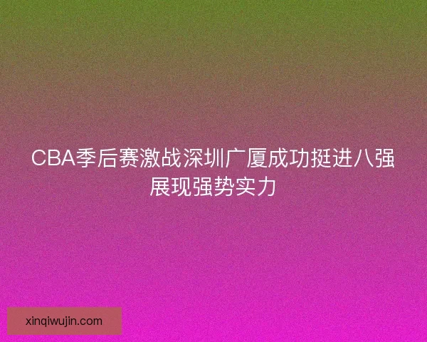 CBA季后赛激战深圳广厦成功挺进八强展现强势实力 CBA季后赛激战深圳广厦成功挺进八强展现强势实力